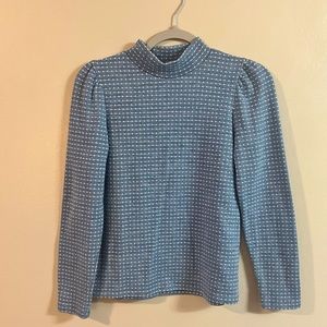 Madewell Jacquard Puff-Sleeve Mockneck Top Size XL
